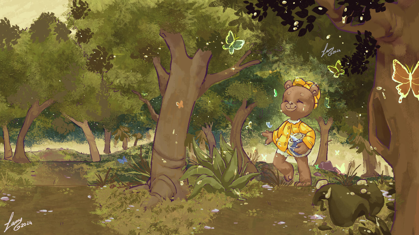 Little bear walking in the forest (2024)